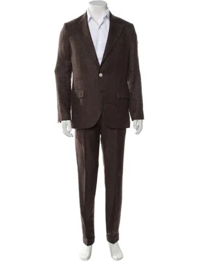 Pre-owned Brunello Cucinelli Linen Two-piece Suit In Brown
