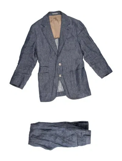 Pre-owned Brunello Cucinelli Linen Two-piece Suit W/ Tags In Blue