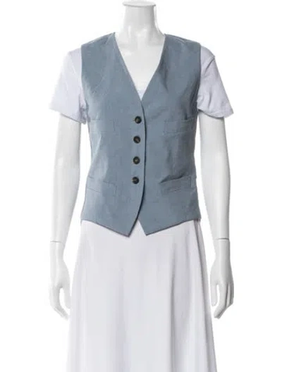 Pre-owned Brunello Cucinelli Linen Vest In Blue