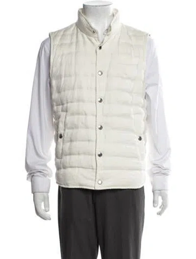 Pre-owned Brunello Cucinelli Linen Vest In Neutrals/white