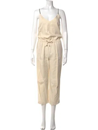 Pre-owned Brunello Cucinelli Linen V-neck Jumpsuit In Neutrals