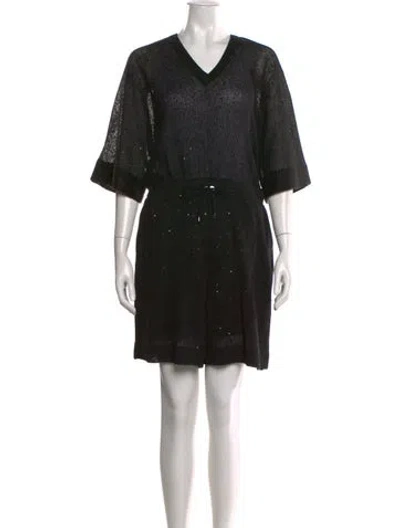 Pre-owned Brunello Cucinelli Linen V-neck Romper In Black