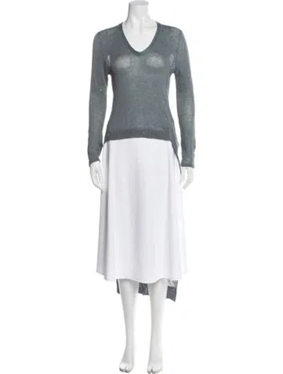 Pre-owned Brunello Cucinelli Linen V-neck Sweater