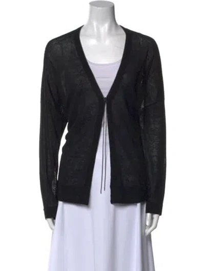 Pre-owned Brunello Cucinelli Linen V-neck Sweater In Black