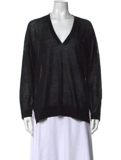 Pre-owned Brunello Cucinelli Linen V-neck Sweater In Black