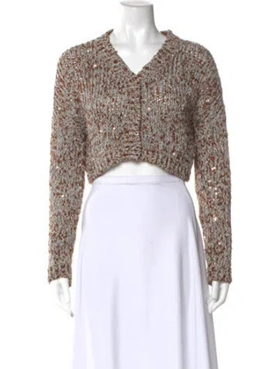 Pre-owned Brunello Cucinelli Linen V-neck Sweater In Brown