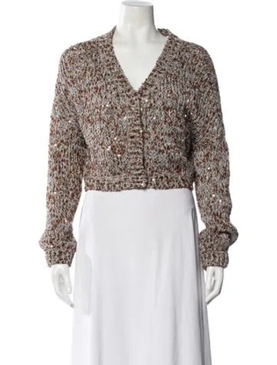 Pre-owned Brunello Cucinelli Linen V-neck Sweater In Brown