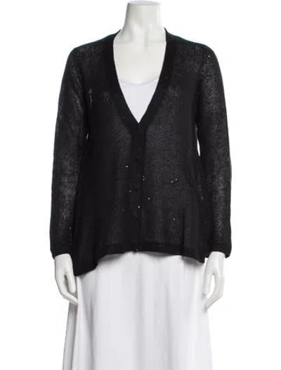 Pre-owned Brunello Cucinelli Linen V-neck Sweater In Gray