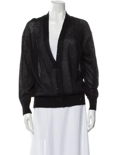 Pre-owned Brunello Cucinelli Linen V-neck Sweater In Gray