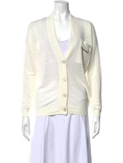 Pre-owned Brunello Cucinelli Linen V-neck Sweater In Neutral