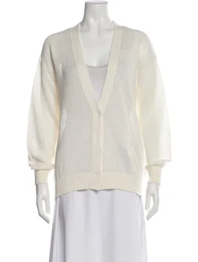 Pre-owned Brunello Cucinelli Linen V-neck Sweater In Neutral