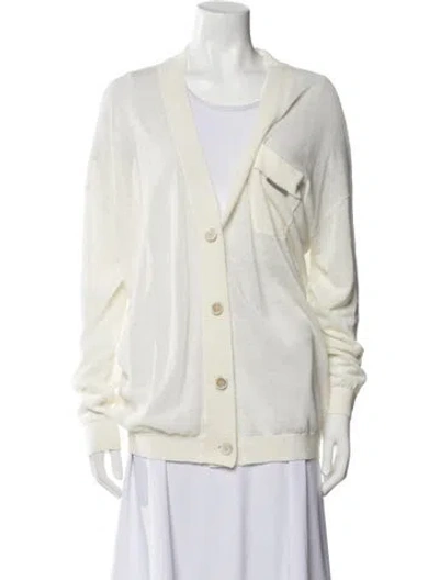 Pre-owned Brunello Cucinelli Linen V-neck Sweater In Neutral