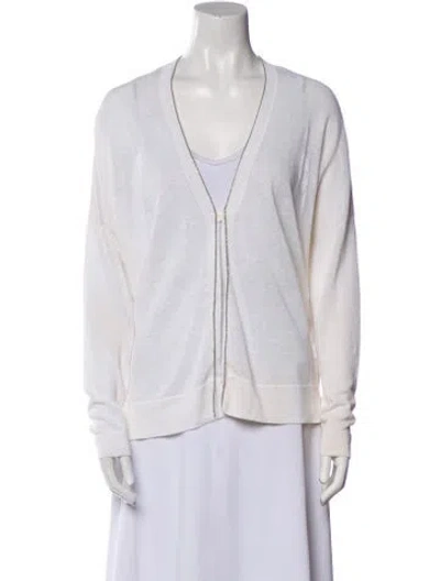 Pre-owned Brunello Cucinelli Linen V-neck Sweater In Neutral