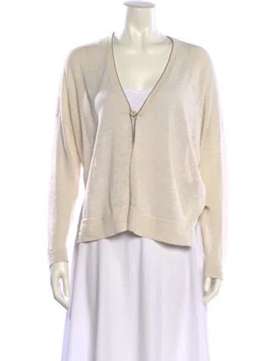 Pre-owned Brunello Cucinelli Linen V-neck Sweater In Neutral