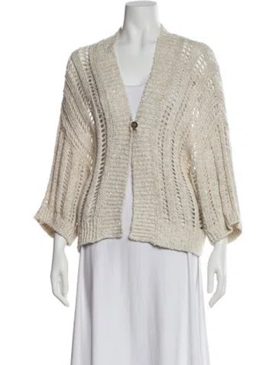 Pre-owned Brunello Cucinelli Linen V-neck Sweater In Neutral