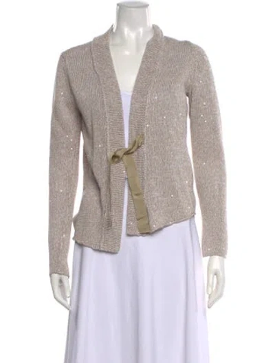 Pre-owned Brunello Cucinelli Linen V-neck Sweater In Neutral