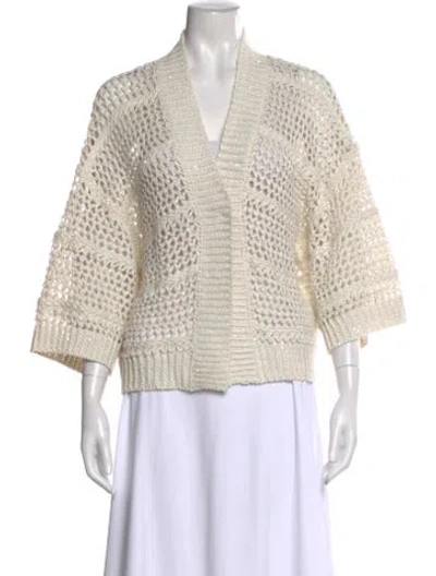 Pre-owned Brunello Cucinelli Linen V-neck Sweater In Neutral