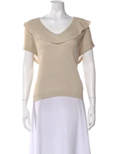 Pre-owned Brunello Cucinelli Linen V-neck Sweater In Neutral