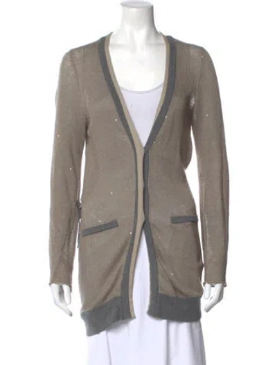 Pre-owned Brunello Cucinelli Linen V-neck Sweater In Neutral