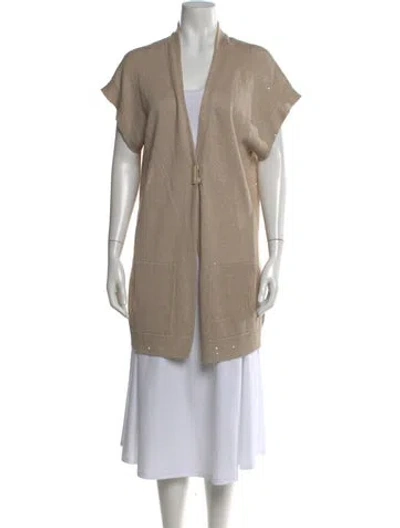 Pre-owned Brunello Cucinelli Linen V-neck Sweater In Neutral