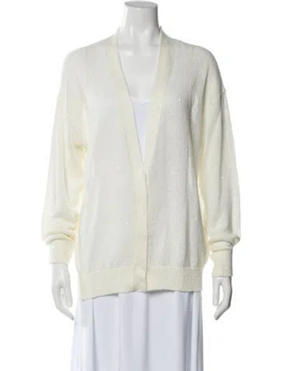 Pre-owned Brunello Cucinelli Linen V-neck Sweater In Neutral