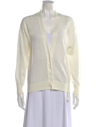 Pre-owned Brunello Cucinelli Linen V-neck Sweater In Neutral