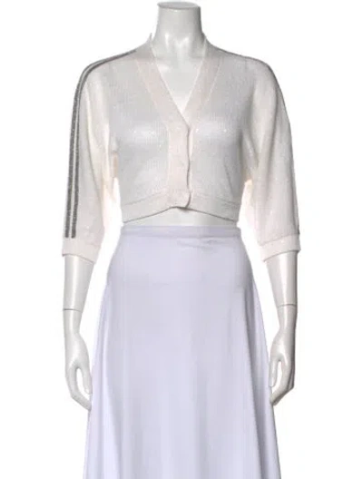 Pre-owned Brunello Cucinelli Linen V-neck Sweater In Neutral
