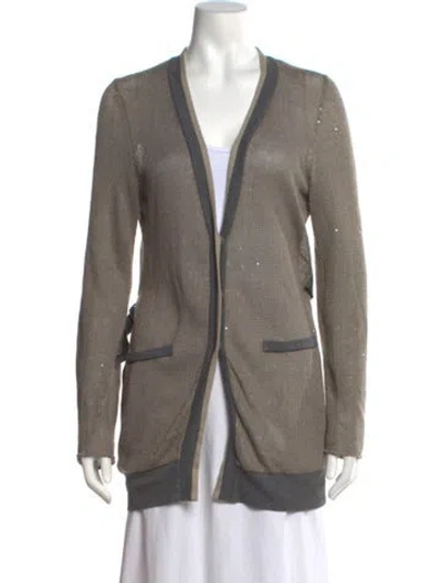 Pre-owned Brunello Cucinelli Linen V-neck Sweater In Neutrals