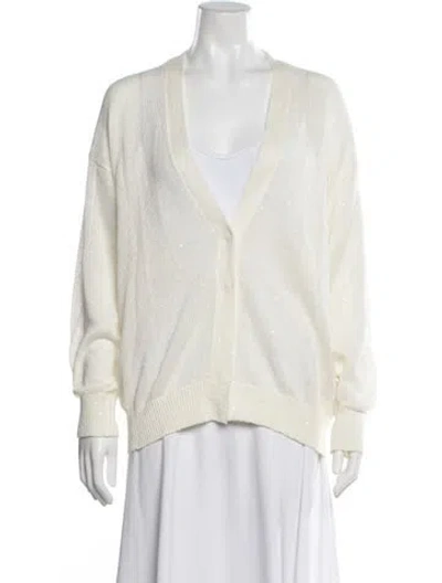 Pre-owned Brunello Cucinelli Linen V-neck Sweater In Neutrals