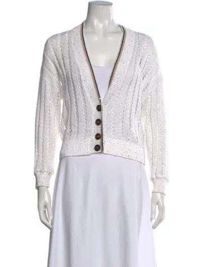 Pre-owned Brunello Cucinelli Linen V-neck Sweater In Neutrals