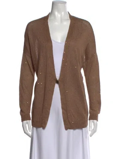 Pre-owned Brunello Cucinelli Linen V-neck Sweater In Neutrals