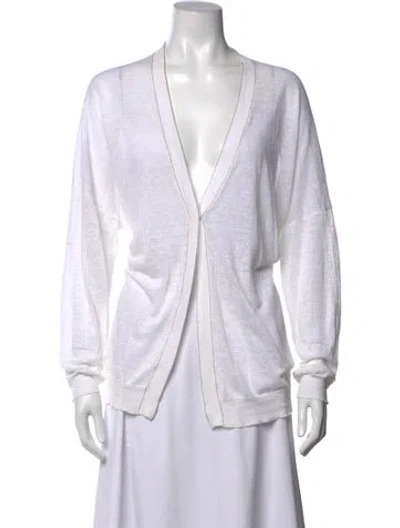 Pre-owned Brunello Cucinelli Linen V-neck Sweater In Neutrals