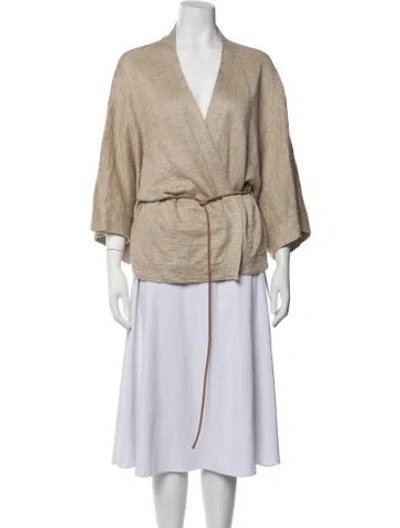 Pre-owned Brunello Cucinelli Linen V-neck Sweater In Neutrals