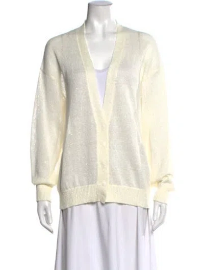 Pre-owned Brunello Cucinelli Linen V-neck Sweater In Neutrals