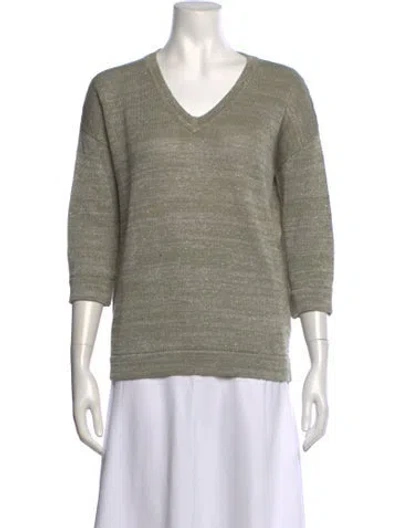 Pre-owned Brunello Cucinelli Linen V-neck Sweater In Neutrals