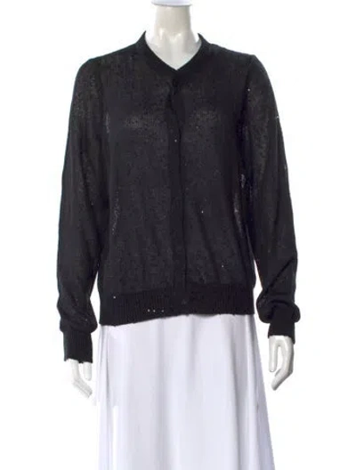 Pre-owned Brunello Cucinelli Linen V-neck Sweater W/ Tags In Black