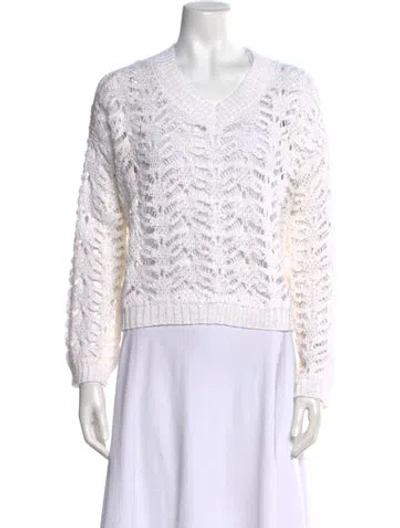Pre-owned Brunello Cucinelli Linen V-neck Sweater W/ Tags In Neutral