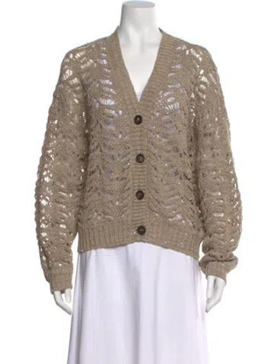 Pre-owned Brunello Cucinelli Linen V-neck Sweater W/ Tags In Neutral