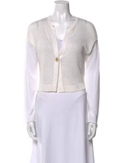 Pre-owned Brunello Cucinelli Linen V-neck Sweater In White