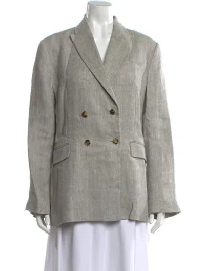 Pre-owned Brunello Cucinelli Linen V-neck Sweatshirt In Gray