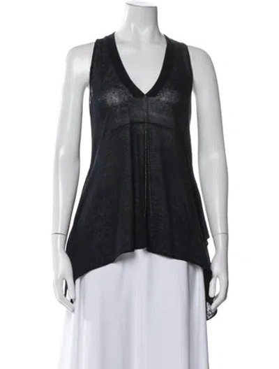 Pre-owned Brunello Cucinelli Linen V-neck Top In Gray