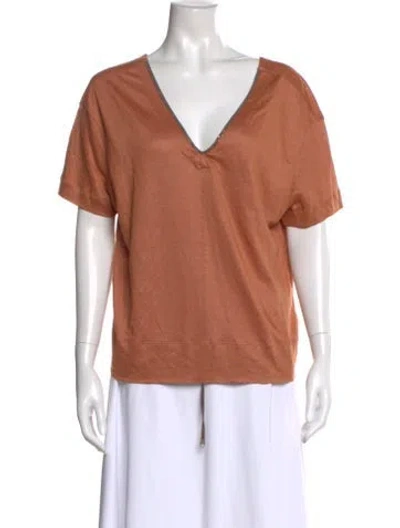 Pre-owned Brunello Cucinelli Linen V-neck T-shirt