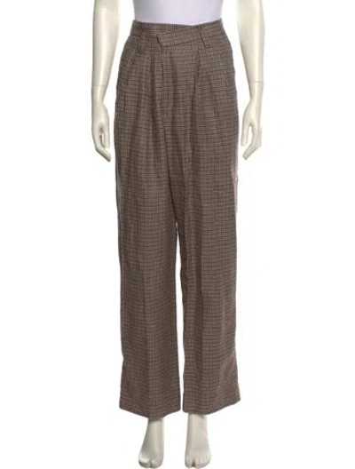Pre-owned Brunello Cucinelli Linen Wide Leg Pants In Brown