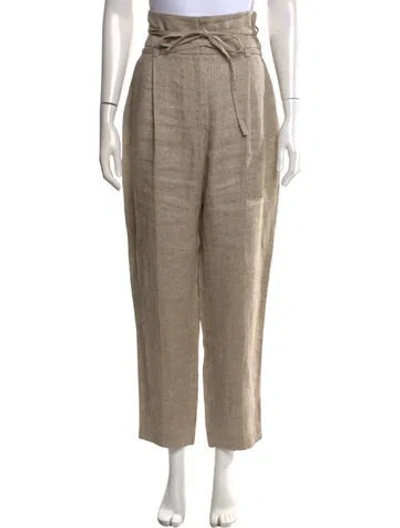 Pre-owned Brunello Cucinelli Linen Wide Leg Pants In Brown