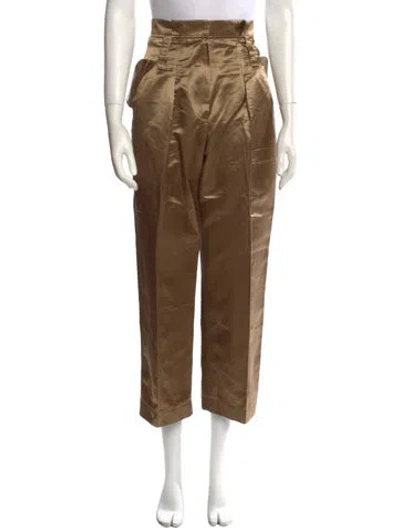 Pre-owned Brunello Cucinelli Linen Wide Leg Pants In Gold