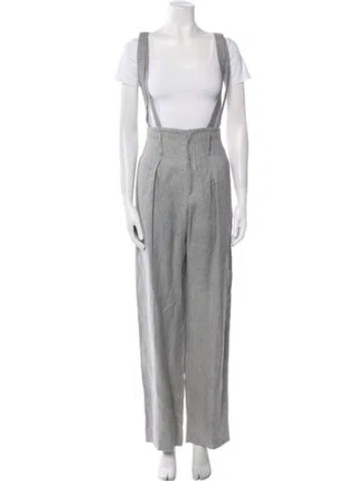 Pre-owned Brunello Cucinelli Linen Wide Leg Pants In Gray