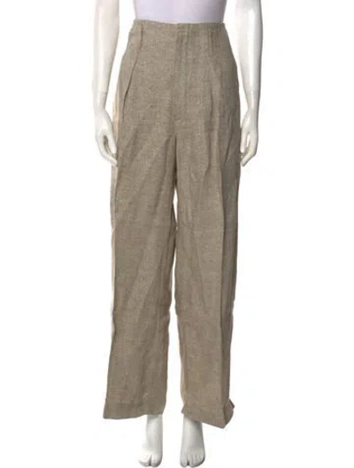 Pre-owned Brunello Cucinelli Linen Wide Leg Pants In Neutral