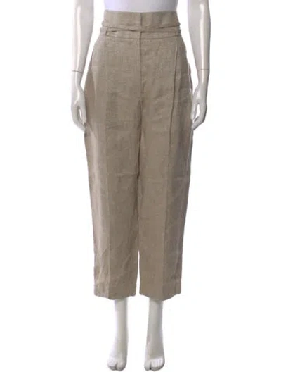 Pre-owned Brunello Cucinelli Linen Wide Leg Pants In Neutral
