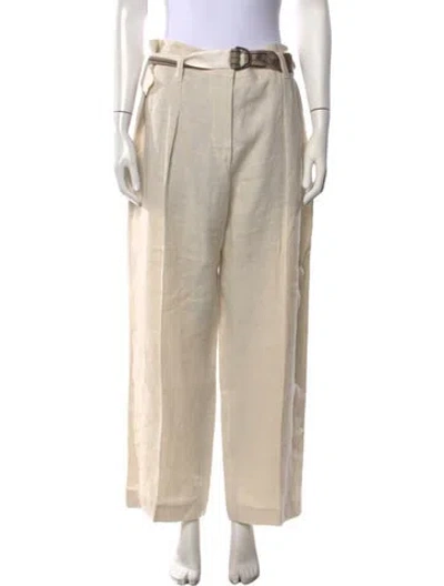 Pre-owned Brunello Cucinelli Linen Wide Leg Pants In Neutrals