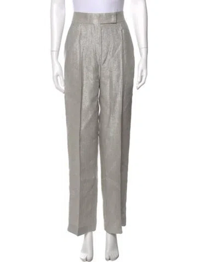 Pre-owned Brunello Cucinelli Linen Wide Leg Pants In Silver